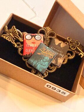 Book lovers Brooch! Miniature Book-Themed Brooch With Vintage Brass Design & But